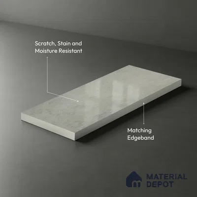LM 18765 Flared Carrara 8 ft x 4 ft Texture Finish Decorative Laminate - 1 mm | Suitable for TV Unit, Wardrobe, Kitchen Cabinets