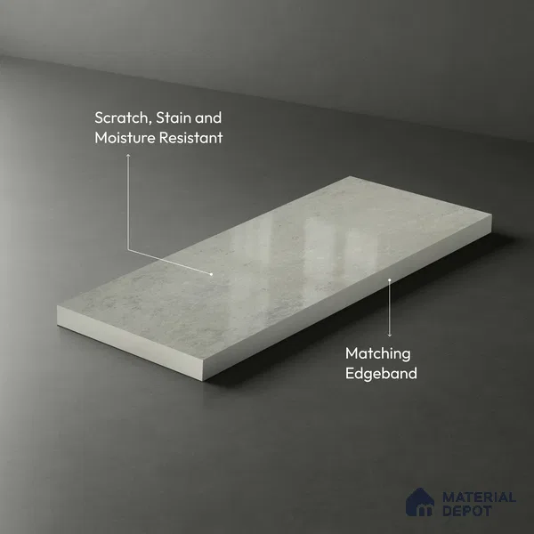 LM 18765 Flared Carrara 8 ft x 4 ft Texture Finish Decorative Laminate - 1 mm | Suitable for TV Unit, Wardrobe, Kitchen Cabinets