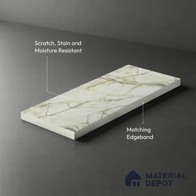 Marble Look LM 18769 Yellow Marble Texture 8 ft x 4 ft Texture Finish Decorative Laminate - 1 mm | Suitable for TV Unit, Wardrobe, Kitchen Cabinets