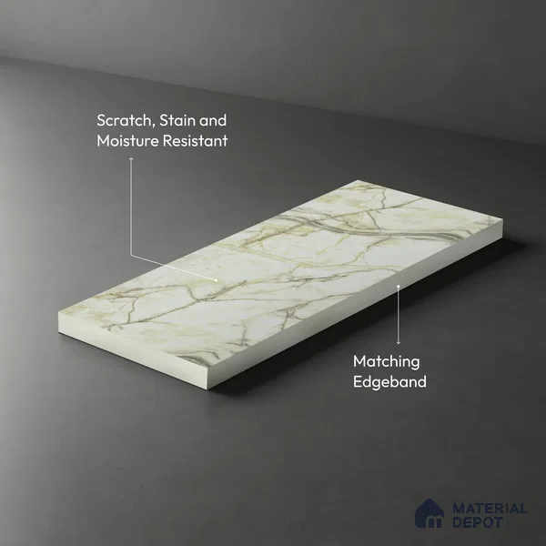 Marble Look LM 18769 Yellow Marble Texture 8 ft x 4 ft Texture Finish Decorative Laminate - 1 mm | Suitable for TV Unit, Wardrobe, Kitchen Cabinets
