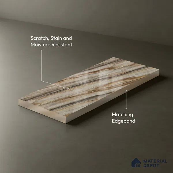 Marble Look LM 18770 Iiiusion Bronze Marble 8 ft x 4 ft Texture Finish Decorative Laminate - 1 mm | Suitable for TV Unit, Wardrobe, Kitchen Cabinets