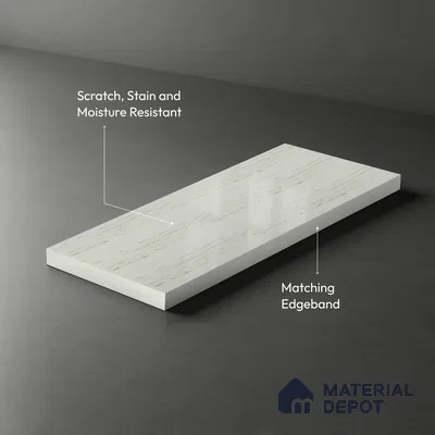 LM 20142 Makrana Albeta Marble 8 ft x 4 ft Texture Finish Decorative Laminate - 1 mm | Suitable for TV Unit, Wardrobe, Kitchen Cabinets