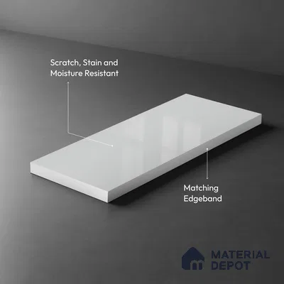 LM 21467 Pearl White 8 ft x 4 ft Glossy Finish Decorative Laminate - 1 mm | Suitable for Living Room, Kitchen, Office