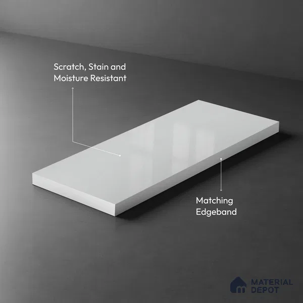 LM 21467 Pearl White 8 ft x 4 ft Glossy Finish Decorative Laminate - 1 mm | Suitable for Living Room, Kitchen, Office