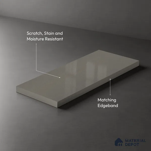 LM 21468 Sober Silver 8 ft x 4 ft Glossy Finish Decorative Laminate - 1 mm | Suitable for Living Room, Kitchen, Office