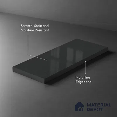 LM 21469 GraPhite Grey 8 ft x 4 ft Glossy Finish Decorative Laminate - 1 mm | Suitable for Living Room, Kitchen, Office