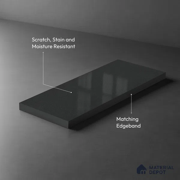 LM 21469 GraPhite Grey 8 ft x 4 ft Glossy Finish Decorative Laminate - 1 mm | Suitable for Living Room, Kitchen, Office