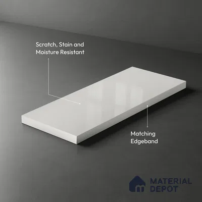 LM 21473 Snow White 8 ft x 4 ft Glossy Finish Decorative Laminate - 1 mm | Suitable for Living Room, Kitchen, Office