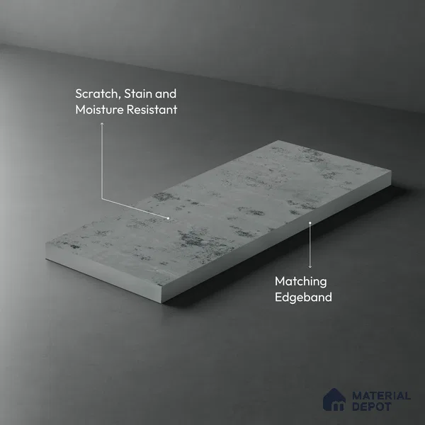Stone Look LM 21550 Grey Carrara 8ft x 4ft Texture Finish Decorative Laminate - 1 mm | Suitable for TV Unit, Wardrobe, Kitchen Cabinets