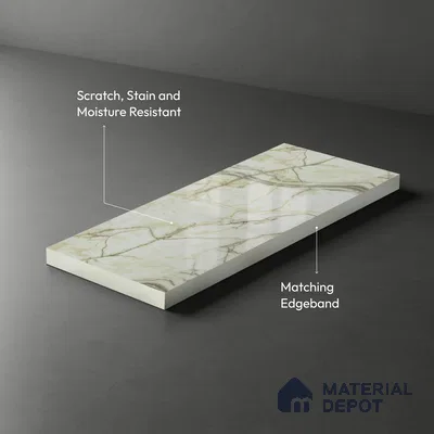 Marble Look LM 21553 Yellow Marble Texture 8ft x 4ft Texture Finish Decorative Laminate - 1 mm | Suitable for TV Unit, Wardrobe, Kitchen Cabinets
