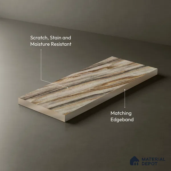 Marble Look LM 21568 Iiiusion Bronze Marble 8ft x 4ft Texture Finish Decorative Laminate - 1 mm | Suitable for TV Unit, Wardrobe, Kitchen Cabinets