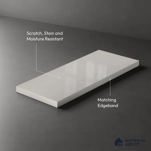 LM 21596 Master White 8ft x 4ft High Gloss Finish Decorative Laminate - 1 mm | Suitable for Living Room, Kitchen, Office