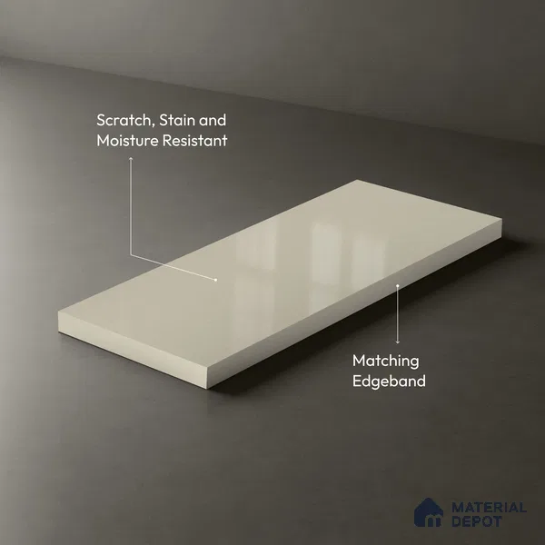 LM 21597 Frosty White 8ft x 4ft High Gloss Finish Decorative Laminate - 1 mm | Suitable for Living Room, Kitchen, Office