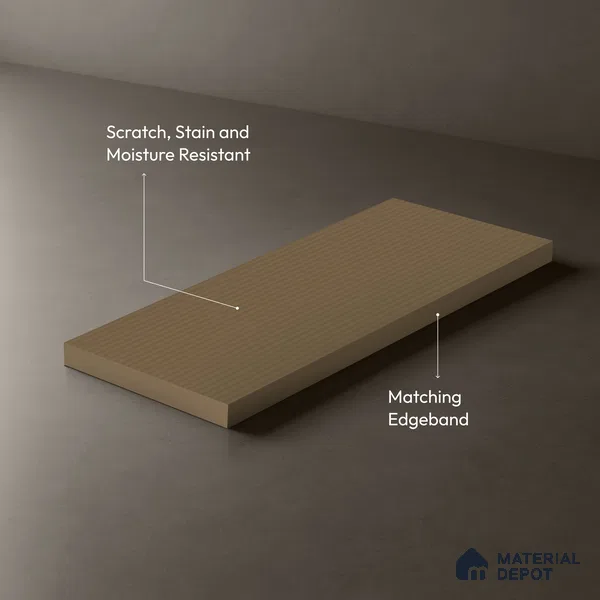 Fluted Solid Color Look LM 21630 Khakhi Brown 8ft x 4ft Texture Finish Decorative Laminate - 1 mm | Suitable for TV Unit, Wardrobe, Kitchen Cabinets