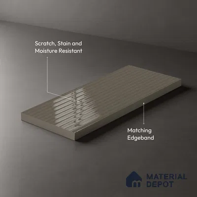 Fluted Solid Color Look LM 21632 Sober Silver 8ft x 4ft Glossy Finish Decorative Laminate - 1 mm | Suitable for TV Unit, Wardrobe, Kitchen Cabinets