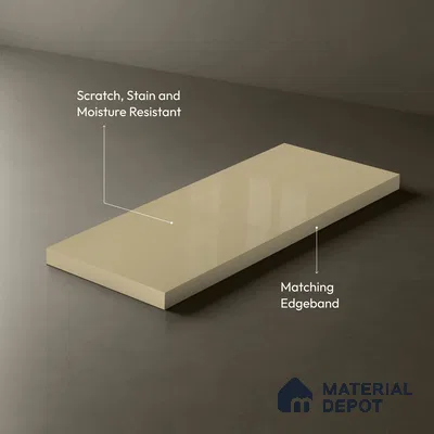 GA 4002 8 ft x 4 ft High Gloss Finish 6H Antiscratch Acrylic Laminate - 1.5 mm | Suitable for Living Room, Kitchen, Office | Matching Edgeband Code EB 4002