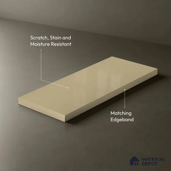 GA 4002 8 ft x 4 ft High Gloss Finish 6H Antiscratch Acrylic Laminate - 1.5 mm | Suitable for Living Room, Kitchen, Office | Matching Edgeband Code EB 4002
