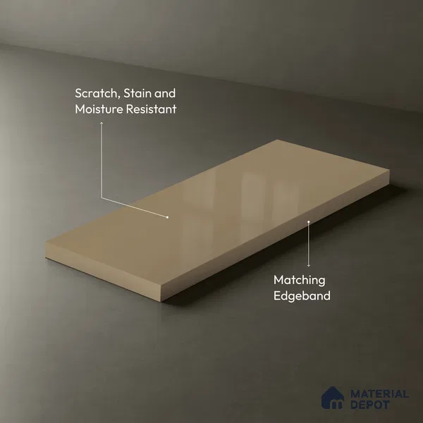 GA 4003 8 ft x 4 ft High Gloss Finish 6H Antiscratch Acrylic Laminate - 1.5 mm | Suitable for Living Room, Kitchen, Office | Matching Edgeband Code EB 4003