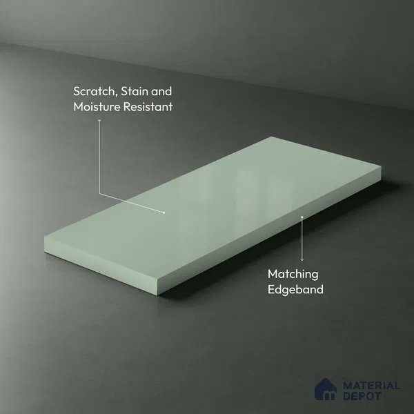 GA 4004 8 ft x 4 ft High Gloss Finish 6H Antiscratch Acrylic Laminate - 1.5 mm | Suitable for Living Room, Kitchen, Office | Matching Edgeband Code EB 4004