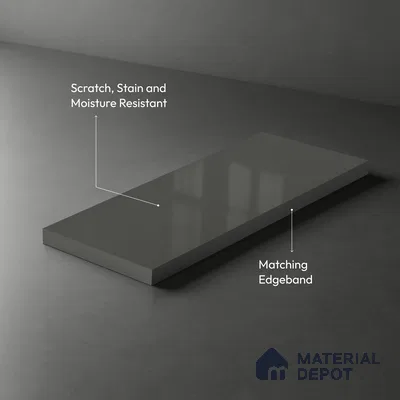 GA 4010 8 ft x 4 ft High Gloss Finish 6H Antiscratch Acrylic Laminate - 1.5 mm | Suitable for Living Room, Kitchen, Office | ( Matching Edgeband Code EB 4010)