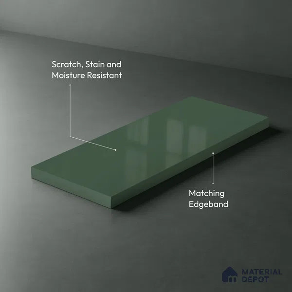 GA 4011 8 ft x 4 ft High Gloss Finish 6H Antiscratch Acrylic Laminate - 1.5 mm | Suitable for Living Room, Kitchen, Office | Matching Edgeband Code EB 4011