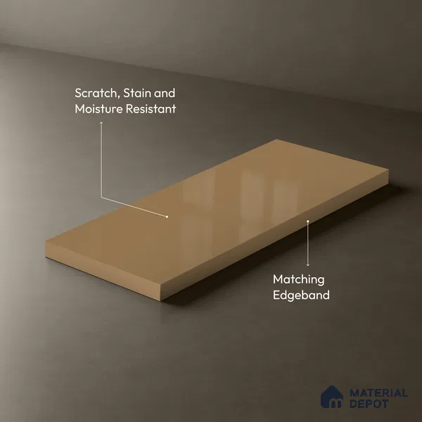 GA 4020 8 ft x 4 ft High Gloss Finish 6H Antiscratch Acrylic Laminate - 1.5 mm | Suitable for Living Room, Kitchen, Office | Matching Edgeband Code EB 4020