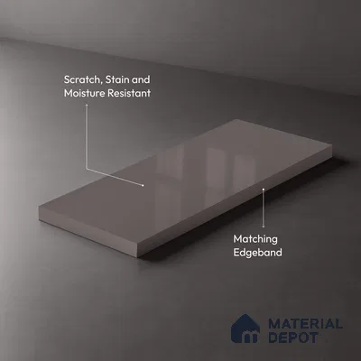 GA 4031 8 ft x 4 ft High Gloss Finish 6H Antiscratch Acrylic Laminate - 1.5 mm | Suitable for Living Room, Kitchen, Office | Matching Edgeband Code EB 4031