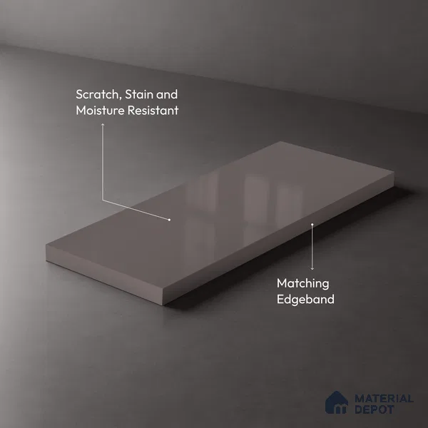 GA 4031 8 ft x 4 ft High Gloss Finish 6H Antiscratch Acrylic Laminate - 1.5 mm | Suitable for Living Room, Kitchen, Office | Matching Edgeband Code EB 4031