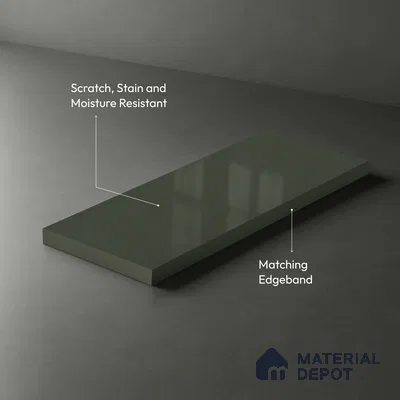 GA 4034 8 ft x 4 ft High Gloss Finish 6H Antiscratch Acrylic Laminate - 1.5 mm | Suitable for Living Room, Kitchen, Office | Matching Edgeband Code EB 4034