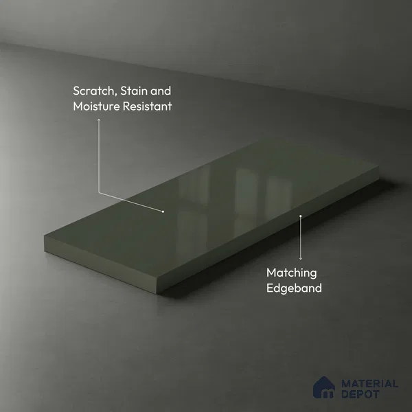 GA 4034 8 ft x 4 ft High Gloss Finish 6H Antiscratch Acrylic Laminate - 1.5 mm | Suitable for Living Room, Kitchen, Office | Matching Edgeband Code EB 4034