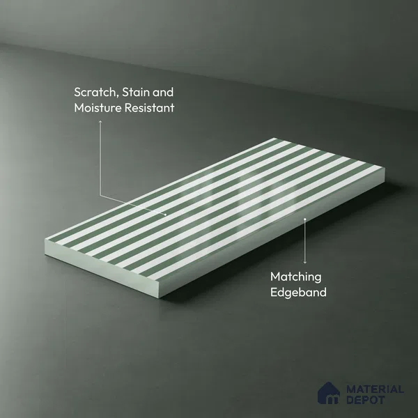 GA 4111 8 ft x 4 ft Stripe Matte Finish 6H Antiscratch Acrylic Laminate - 1.5 mm | Suitable for Living Room, Kitchen, Office