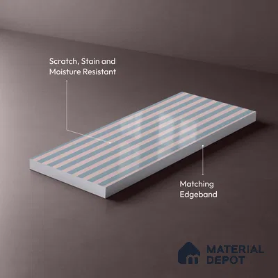 GA 4112 8 ft x 4 ft Stripe Matte Finish 6H Antiscratch Acrylic Laminate - 1.5 mm | Suitable for Living Room, Kitchen, Office