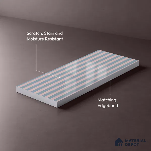 GA 4112 8 ft x 4 ft Stripe Matte Finish 6H Antiscratch Acrylic Laminate - 1.5 mm | Suitable for Living Room, Kitchen, Office