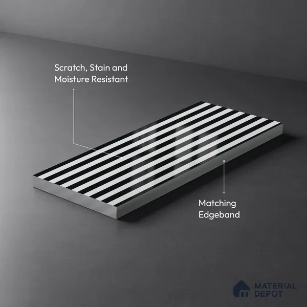 GA 4129 8 ft x 4 ft Stripe Matte Finish 6H Antiscratch Acrylic Laminate - 1.5 mm | Suitable for Living Room, Kitchen, Office