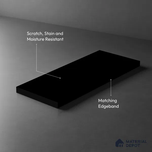 Pure Black Solid Colors Look LM 21804 8 ft x 4 ft Matte Finish 6H Anti Scratch Acrylic Laminate - 1.5 mm | Suitable for Living Room, Kitchen, Office