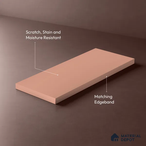 Dusty Pink Solid Colors Look LM 21813 8 ft x 4 ft Matte Finish 6H Anti Scratch Acrylic Laminate - 1.5 mm | Suitable for Living Room, Kitchen, Office