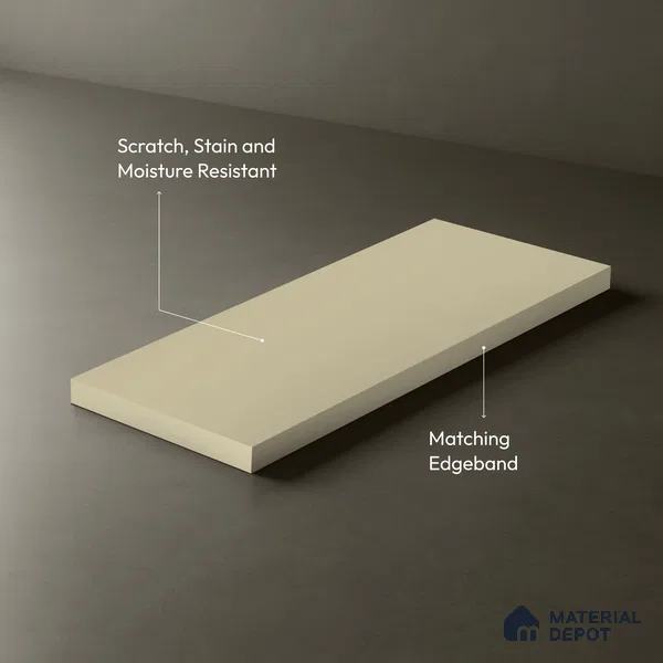 Light Cream Solid Colors Look LM 21814 8 ft x 4 ft Matte Finish 6H Anti Scratch Acrylic Laminate - 1.5 mm | Suitable for Living Room, Kitchen, Office