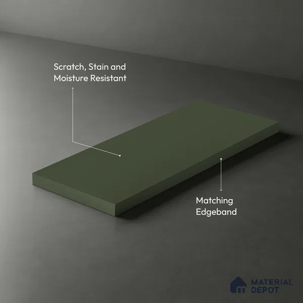 Deep Olive Green Solid Colors Look LM 21820 8 ft x 4 ft Matte Finish 6H Anti Scratch Acrylic Laminate - 1.5 mm | Suitable for Living Room, Kitchen, Office