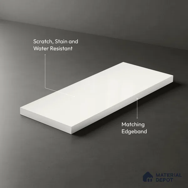 High Gloss Pure White Solid Colors Look LM 23248 High Gloss Pure White 8 ft x 4 ft High Gloss Finish 6H Anti Scratch Acrylic Laminate - 1.5 mm | Suitable for Living Room, Kitchen, Office