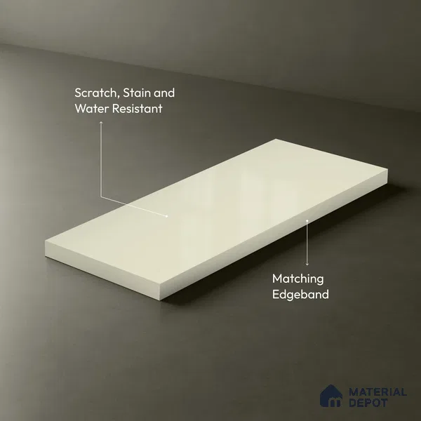 White Solid Colors Look LM 23249 Smoke White 8 ft x 4 ft High Gloss Finish 6H Anti Scratch Acrylic Laminate - 1.5 mm | Suitable for Living Room, Kitchen, Office