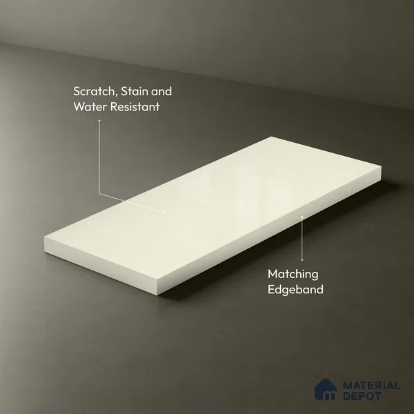 White Sparkle Look LM 23251 Soft Snow 8 ft x 4 ft High Gloss Finish 6H Anti Scratch Acrylic Laminate - 1.5 mm | Suitable for Kitchen Cabinet, TV Unit, Wardrobe