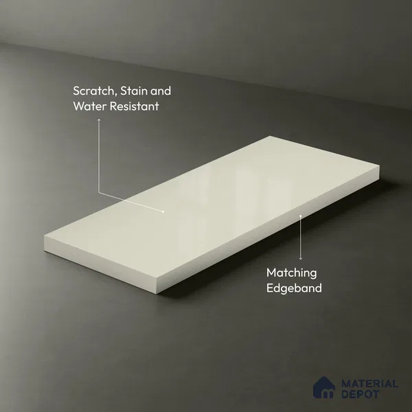 White Sparkle Look LM 23252 Cloud Tint 8 ft x 4 ft High Gloss Finish 6H Anti Scratch Acrylic Laminate - 1.5 mm | Suitable for Kitchen Cabinet, TV Unit, Wardrobe