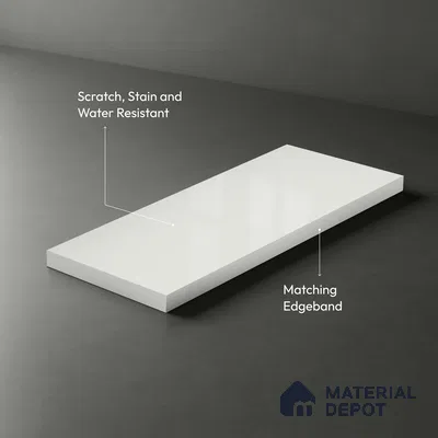 High Gloss White Solid Colors Look LM 23253 Coral Shell 8 ft x 4 ft High Gloss Finish 6H Anti Scratch Acrylic Laminate - 1.5 mm | Suitable for Living Room, Kitchen, Office