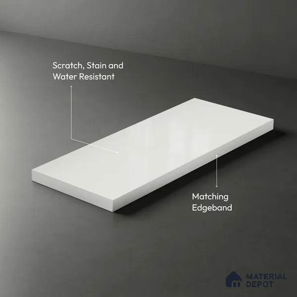 High Gloss White Solid Colors Look LM 23253 Coral Shell 8 ft x 4 ft High Gloss Finish 6H Anti Scratch Acrylic Laminate - 1.5 mm | Suitable for Living Room, Kitchen, Office