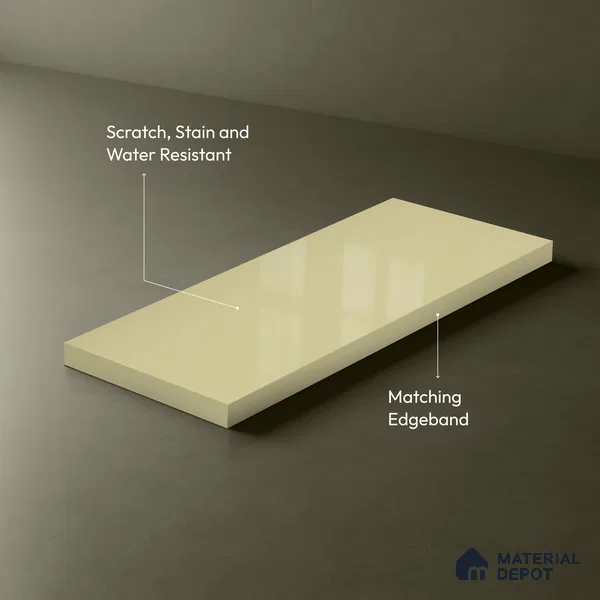 Beige Solid Colors Look LM 23256 Desert Ivory 8 ft x 4 ft High Gloss Finish 6H Anti Scratch Acrylic Laminate - 1.5 mm | Suitable for Living Room, Kitchen, Office