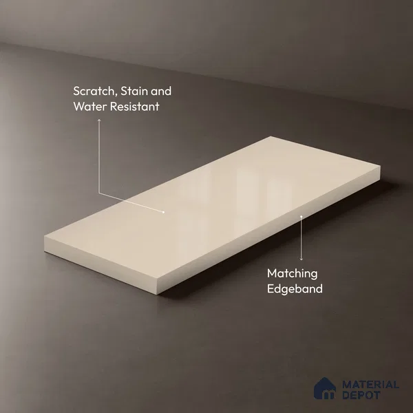 White Solid Colors Look LM 23258 Pale Pearl 8 ft x 4 ft High Gloss Finish 6H Anti Scratch Acrylic Laminate - 1.5 mm | Suitable for Living Room, Kitchen, Office