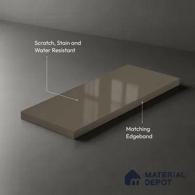 Grey Solid Colors Look LM 23262 Light Mocha 8 ft x 4 ft High Gloss Finish 6H Anti Scratch Acrylic Laminate - 1.5 mm | Suitable for Living Room, Kitchen, Office