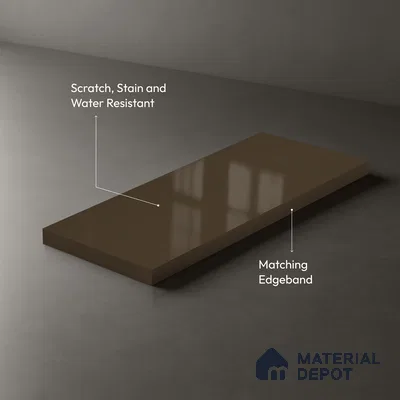 Deep Taupe Solid Colors Look LM 23264 Sand Dune 8 ft x 4 ft High Gloss Finish 6H Anti Scratch Acrylic Laminate - 1.5 mm | Suitable for Living Room, Kitchen, Office