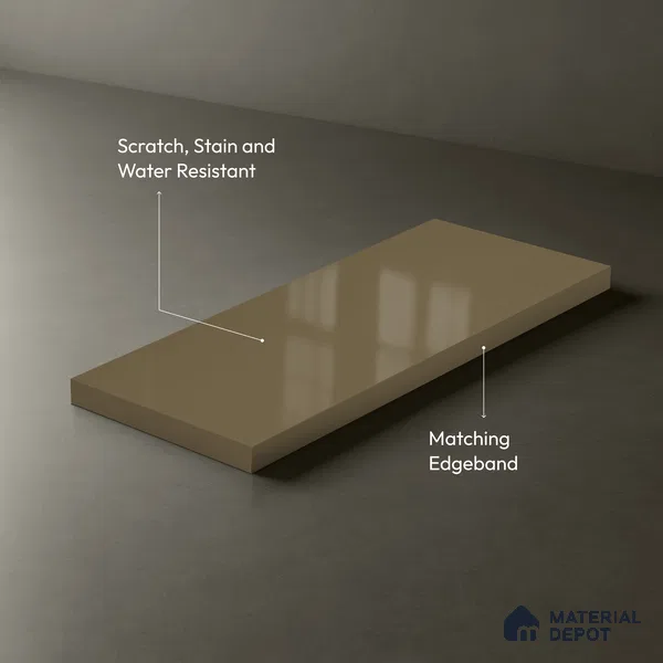 Taupe Brown Solid Colors Look LM 23266 Bonewhite 8 ft x 4 ft High Gloss Finish 6H Anti Scratch Acrylic Laminate - 1.5 mm | Suitable for Living Room, Kitchen, Office
