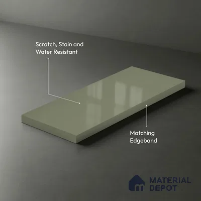 Sage Grey Solid Colors Look LM 23275 Winter Nip 8 ft x 4 ft High Gloss Finish 6H Anti Scratch Acrylic Laminate - 1.5 mm | Suitable for Living Room, Kitchen, Office